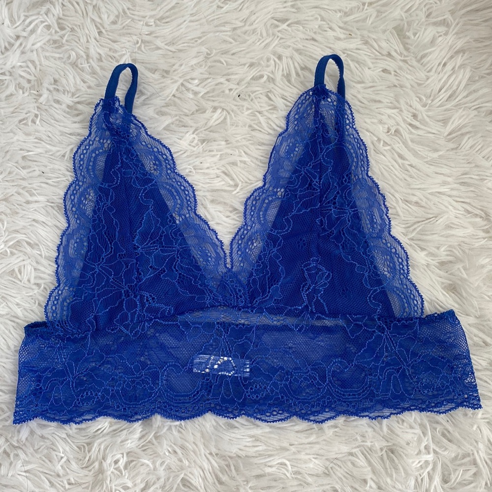 Blue lace triangle bralette